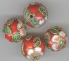 4 14mm Red Cloisonné Rounds